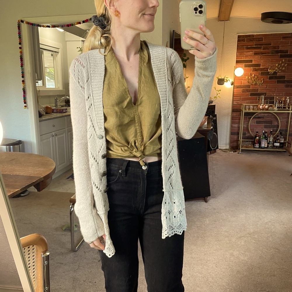 Freepeople knitted sweater with eyelet detail